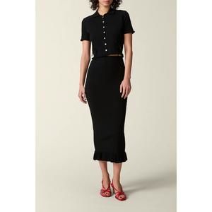 NEW ROUJE PARIS javotte compact knit pencil skirt in noir